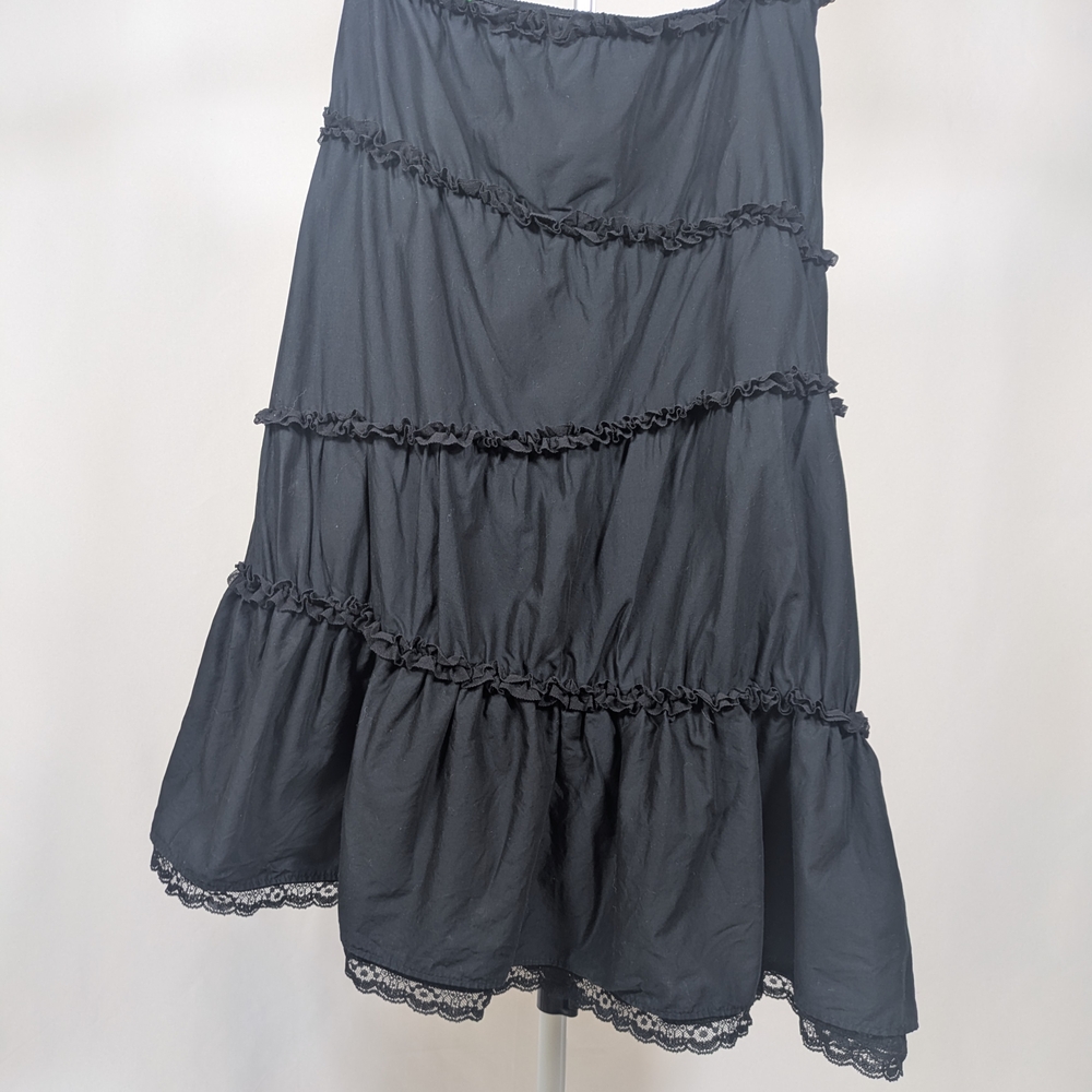 United Colors Of Benetton Black Ruffled A-Line Skirt